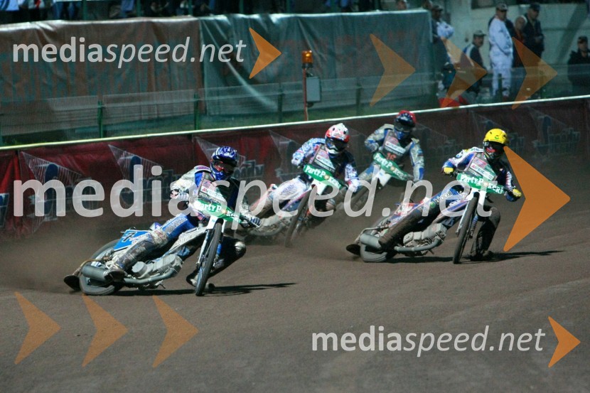 Matej Žagar, Slovenija, Jason Crump, Avstralija, Tomasz Gollob, Poljska in Jurica Pavlic, HrvaškaSPEEDWAY GRAND PRIX, VN Slovenije 2007, dirka