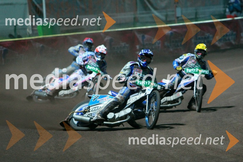 Matej Žagar, Slovenija, Jason Crump, Avstralija, Tomasz Gollob, Poljska in Jurica Pavlic, HrvaškaSPEEDWAY GRAND PRIX, VN Slovenije 2007, dirka