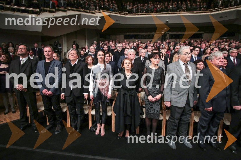  Ambrož Čopi, skladatelj;  Aleksij Kobal, slikar in glasbenik;  Janusz Kica, režiser;  Katarina Stegnar, igralka;  Mojca Smerdu, kiparka;  Cvetka Lipuš, pesnica;  Ivo Petrić, skladatelj in prejemnik Prešernove nagrade 2016;  Tone Partljič, pisateljDržavna proslava ob slovenskem kulturnem prazniku in podelitev Prešernovih nagrad