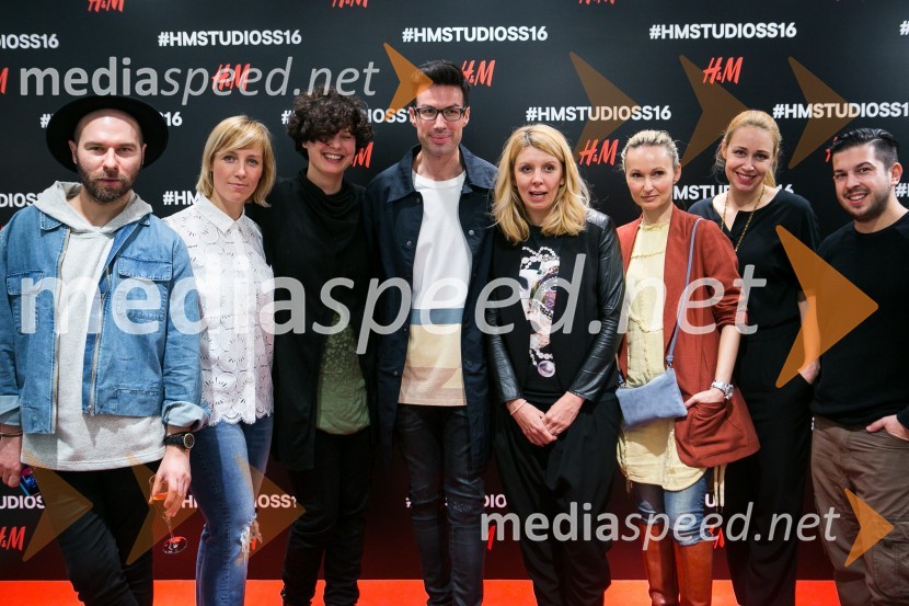  Mate Rončević, PRiredba Studio;  Lana Radnić, H&M;  Ana Ogrin, oblikovalka;  Danilo Drobnjak, vodja odnosov z javnostmi H&M;  Nena Janković, Instant;  Ivona Rauch, H&M;  Andreja  Freyer, novinarka;  Nikša Madirazza, PRiredba StudioH&M studio S/S 2016, predstavitev kolekcije z znanimi Slovenci