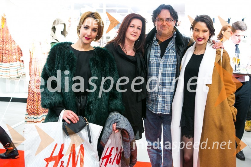  Andrea  Pavlin Stošić, umetnica ličenja;  Monika Kuntner;  Jernej Kuntner, igralec;  Saša Pavlin Stošić, igralkaH&M studio S/S 2016, predstavitev kolekcije z znanimi Slovenci