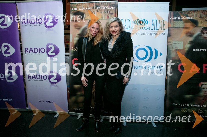  Daniela Živojinovič, Cinemania group;  Vera Lađič, predstavnica KolosejaPremiera filma Carol z znanimi Slovenkami