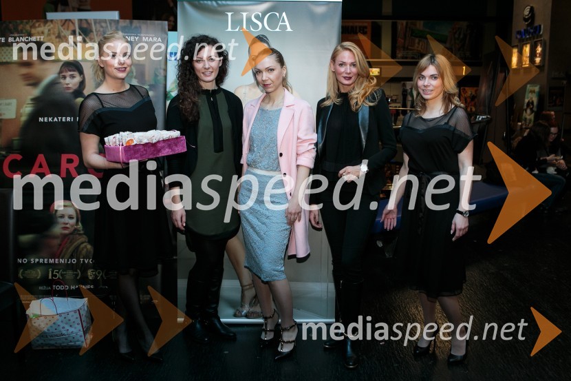  Kaja Butkovič, Lisca;  Maja Ratajc, kreatorka in vodja marketinga, Lisca;  Daniela Živojinovič, Cinemania group;  ... Premiera filma Carol z znanimi Slovenkami