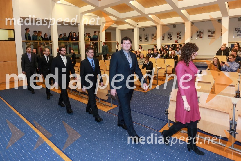  dr. Lucijan  Korošec, Fakulteta za elektrotehniko, računalništvo in informatiko, Univerza v Mariboru;  dr. Tine Konjedic, Fakulteta za elektrotehniko, računalništvo in informatiko;  dr. Andrej Cupar, Fakulteta za strojništvo, Univerza v Mairboru;  dr. Tomaž Irgolič, Fakulteta za strojništvo, Univerza v Mariboru; dr. dr. Matej Paulič, Fakulteta za strojništvo, Univerza v Mariboru;  dr. Verena Rosič Feguš, Pravna fakulteta, Univerza v MariboruPromocija doktorjev znanosti UM, marec 2016