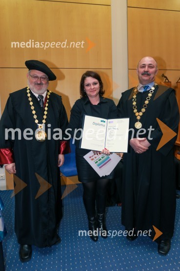 prof. dr. Igor Tičar, rektor, Univerza v Mariboru;  dr. Saša Štraus, Fakulteta za kmetijstvo in biosistemske vede, Univerza v Mariboru;  Branko Kramberger, dekan, Fakulteta za kmetijstvo in biosistemske vede, Univerza v MariboruPromocija doktorjev znanosti UM, marec 2016