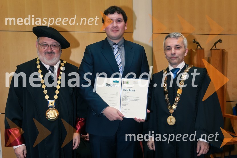 prof. dr. Igor Tičar, rektor, Univerza v Mariboru; dr. dr. Matej Paulič, Fakulteta za strojništvo, Univerza v Mariboru;  prof. dr. Bojan  Dolšak, Fakulteta za Strojništvo, Univerza v MariboruPromocija doktorjev znanosti UM, marec 2016