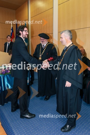  dr. Andrej Cupar, Fakulteta za strojništvo, Univerza v Mairboru; prof. dr. Igor Tičar, rektor, Univerza v Mariboru;  prof. dr. Bojan  Dolšak, Fakulteta za Strojništvo, Univerza v MariboruPromocija doktorjev znanosti UM, marec 2016