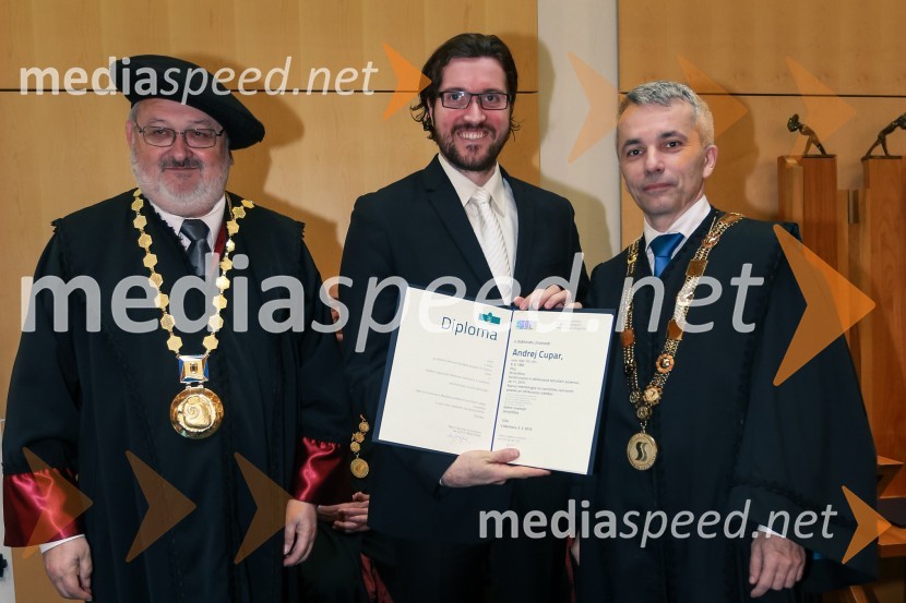 prof. dr. Igor Tičar, rektor, Univerza v Mariboru;  dr. Andrej Cupar, Fakulteta za strojništvo, Univerza v Mairboru;  prof. dr. Bojan  Dolšak, Fakulteta za Strojništvo, Univerza v MariboruPromocija doktorjev znanosti UM, marec 2016