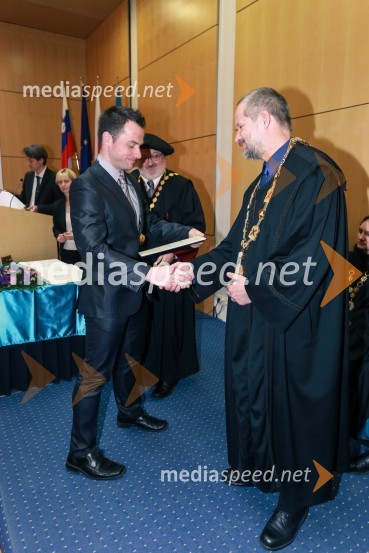  dr. Simon Jurič, Fakulteta za elektrotehniko, računalništvo in informatiko, Univerza v Mariboru; prof. dr. Igor Tičar, rektor, Univerza v Mariboru; prof. dr. Borut  Žalik, dekan, Fakulteta za elektrotehniko, računalništvo in informatiko, Univerza v MariboruPromocija doktorjev znanosti UM, marec 2016