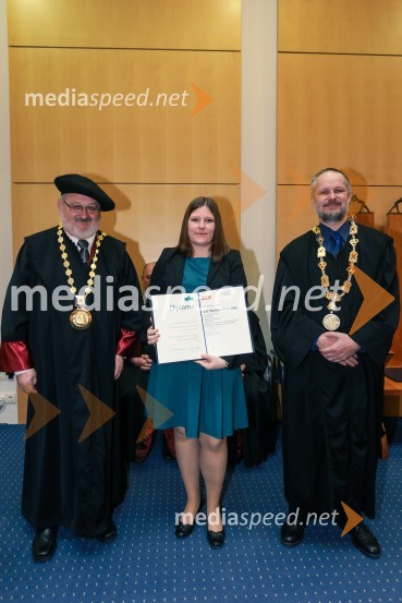 prof. dr. Igor Tičar, rektor, Univerza v Mariboru;  dr. Lili Nemec Zlatolas, Fakulteta za elektrotehniko, računalništvo in informatiko, Univerza v Mariboru; prof. dr. Borut  Žalik, dekan, Fakulteta za elektrotehniko, računalništvo in informatiko, Univerza v MariboruPromocija doktorjev znanosti UM, marec 2016
