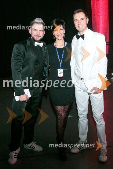  Klemen Bunderla, radijski voditelj, radio Aktual;  Tanja Seme, radijska voditeljica;  Evgen Ban, voditeljAktualov dan žena 2016