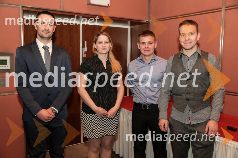  Jure Rogač, mentor ekipe iz EPF;  Martina Lubšina;  Sandi Žnidarič;  Jure PandelCFA Institute Research Challenge 2016, lokalni finale