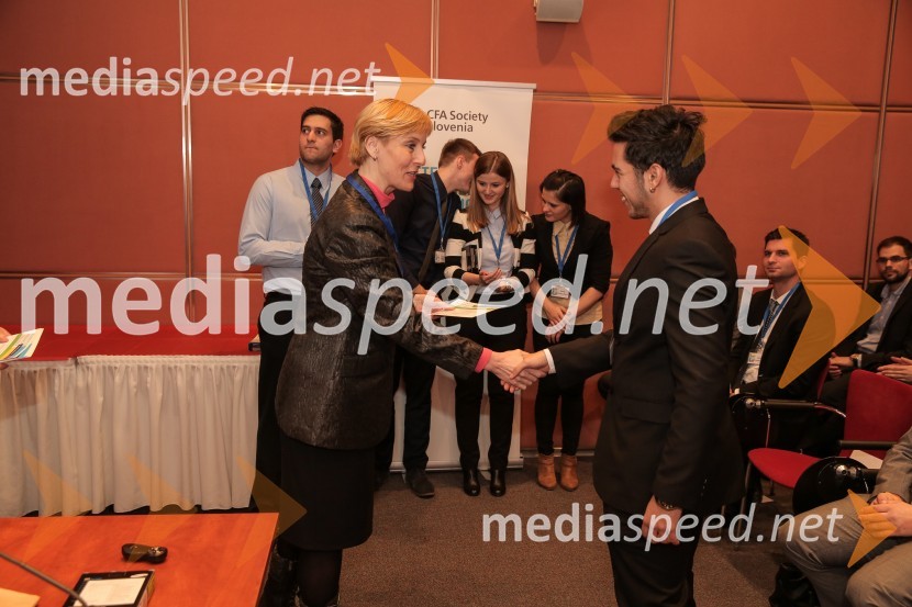mag. Irena  Vodopivec Jean, viceguvernerka, Banka Slovenije;  Mario GjorjievCFA Institute Research Challenge 2016, lokalni finale
