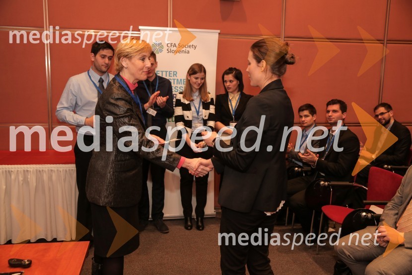 mag. Irena  Vodopivec Jean, viceguvernerka, Banka Slovenije;  Buga NankovićCFA Institute Research Challenge 2016, lokalni finale