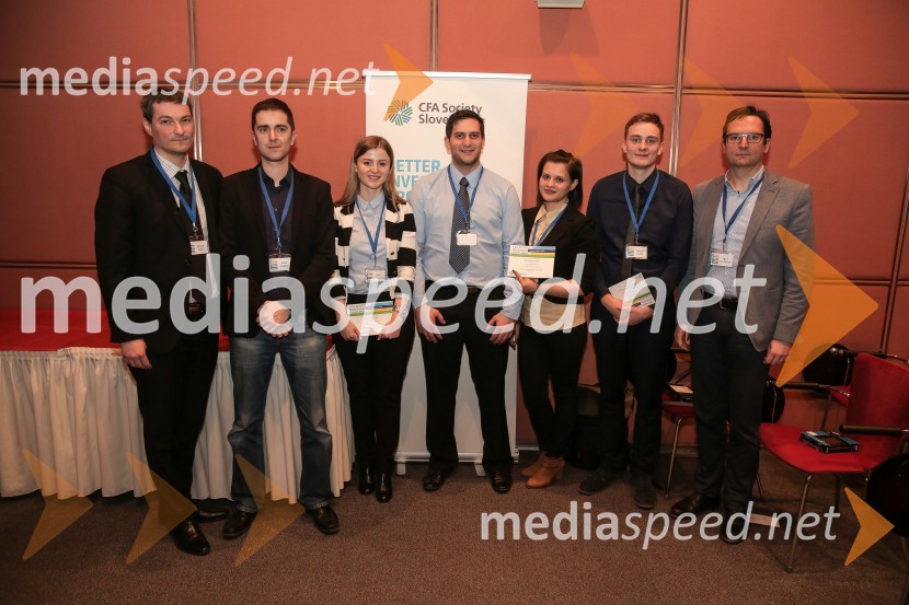  Bojan Ivanc, CFA, CAIA, vodja analitske skupine SKEP GZS;  Aleš Mataj, CFA;  Ana Petkovska;  Aljoša Paurević;  Sara Dimovska;  Mario Garić; prof. dr. Igor Lončarski, Ekonomska fakulteta, Univerza v LjubljaniCFA Institute Research Challenge 2016, lokalni finale