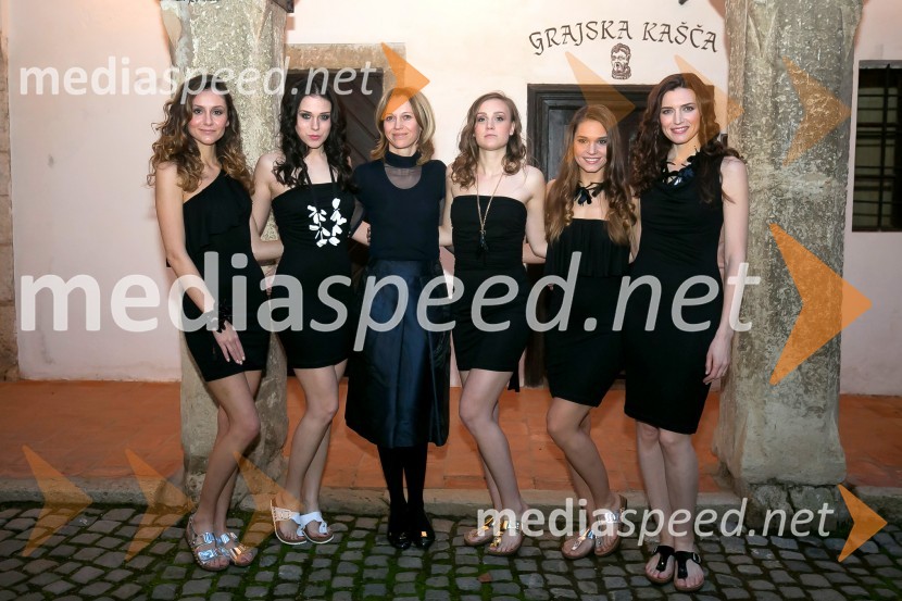  Stefania Bojić, manekenka, novinarka;  Eva Pakiž, manekenka;  Tatjana Šinkovec, marketing, Kopitarna Sevnica;  Tajda Senič, manekenka;  Nives Orešnik, Miss Slovenije 2012;  Nataša Pinoza Grilc, Miss Universe Slovenije 20061. ženska salamiada v Sevnici na dan mučenikov razvajala dame