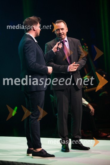  Tin Vodopivec, stand up komik;  Borut  Triplat, OMCO Feniks Slovenija48. podelitev nagrad Gospodarske zbornice Slovenije