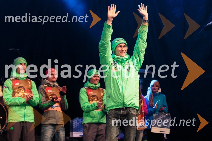  Jurij Tepeš, smučarski skakalec;  Richard Freitag, smučarski skakalec;  Anže Lanišek, smučarski skakalec;  Peter  Prevc, smučarski skakalec;  ... Open Air Planica 2016