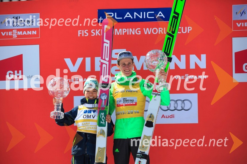  Sara Takanaši, smučarska skakalka;  Peter  Prevc, smučarski skakalecPlanica 2016, nedelja, posamična tekma