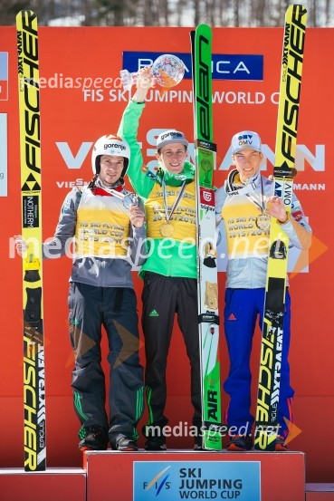  Robert Kranjec, smučarski skakalec;  Peter  Prevc, smučarski skakalec;  Johann Andre Forfang, smučarski skakalecPlanica 2016, nedelja, posamična tekma