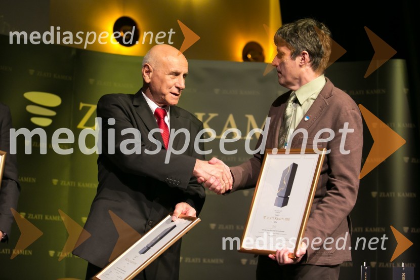  Franc Mužič, župan, Občina Brda; mag. Borut Sajovic, župan občine TržičZlati kamen 2016, podelitev priznanj