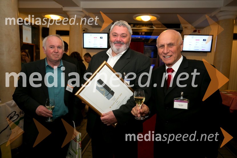  Dušan Skerbiš, Občina Mirna;  Toni Dragar, župan, občina Domžale;  Franc Mužič, župan, Občina BrdaZlati kamen 2016, podelitev priznanj