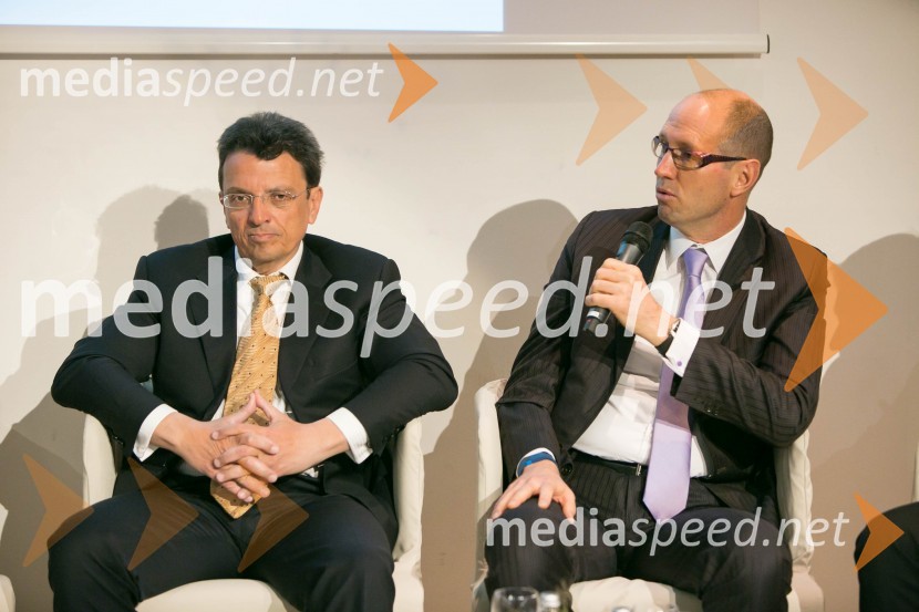 dr. Imre Balogh, glavni izvršni direktor DUTB;  Rob Irving, partner, DentonsAmCham Poslovni zajtrk in AmCham Fokus: korporativno upravljanje državnih in zasebnih družb