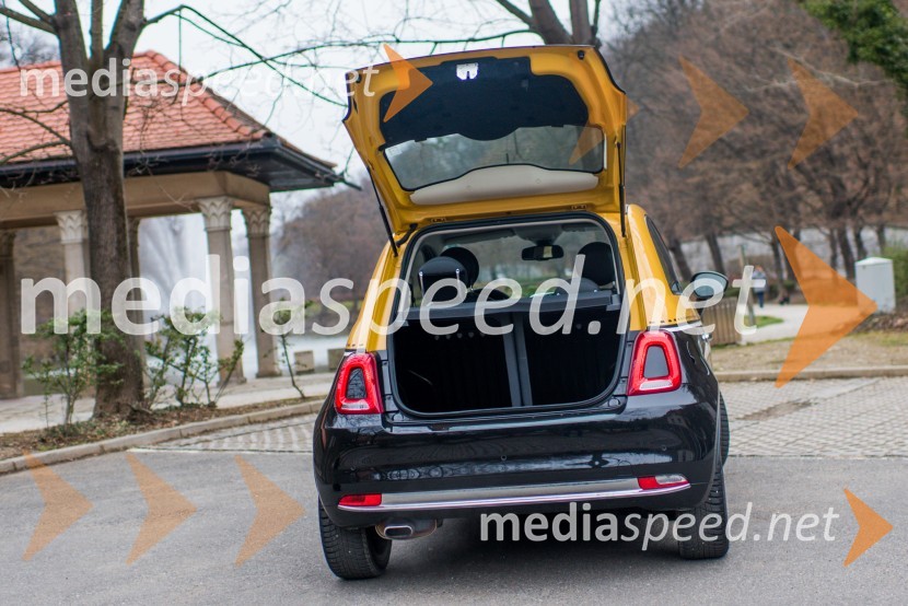 &nbsp;Fiat 500 1.2 8V Lunge, ozko in visoko odpiranje prtljažnikaFiat 500 1.2 8V Lunge, mediaspeed test