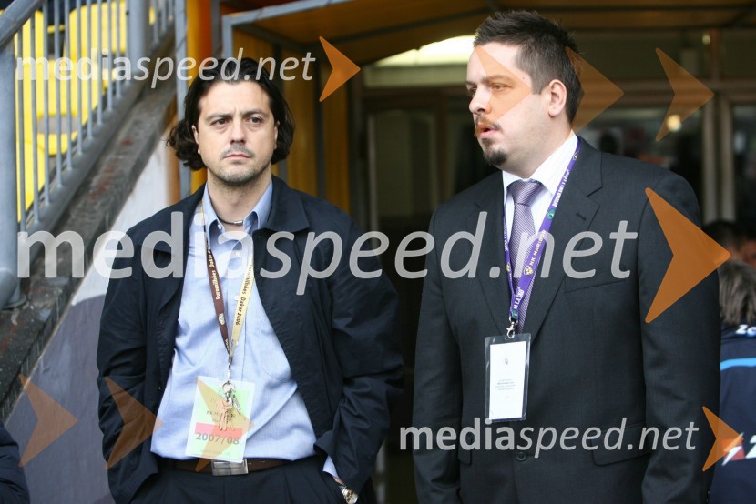 Zlatko Zahovič, športni direktor NK Maribor in Uroš Juričič, sekretar NK MariborNogometna tekma, Slovenski pokal, NK Maribor proti NK Olimpija