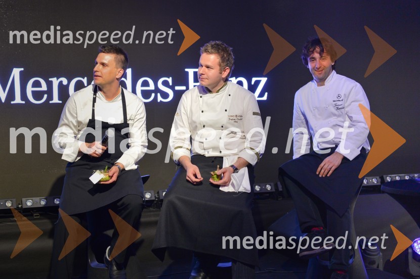  Igor Jagodic, kuharski mojster, restavracija Strelec;  Dejan Pavlič, glavni grajski kuhar, Grad Otočec;  Tomaž Kavčič, kuharski mojster, Pri Lojzetu, ZemonoMercedes-Benz razred E, VIP predstavitev