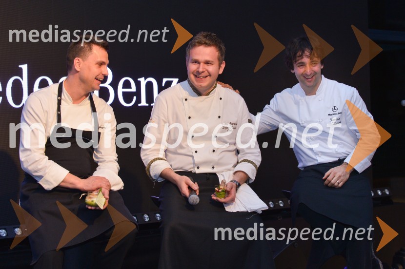  Igor Jagodic, kuharski mojster, restavracija Strelec;  Dejan Pavlič, glavni grajski kuhar, Grad Otočec;  Tomaž Kavčič, kuharski mojster, Pri Lojzetu, ZemonoMercedes-Benz razred E, VIP predstavitev
