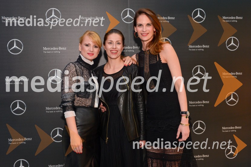  Metka  Kejžar, vodja marketinga in odnosov z javnostmi, Autocommerce d.o.o.;  Martina Razinger, vizažistka;  Maja  Bulc Raspopovič, lastnica agencije Model GroupMercedes-Benz razred E, VIP predstavitev