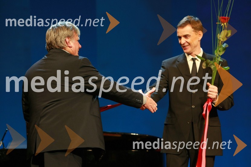 Tone Partljič, predsednik Sveta Borštnikovega srečanja in Igor Samobor, igralec in dobitnik nagrade za igro42. Borštnikovo srečanje 2007, podelitev Borštnikovovega prstana