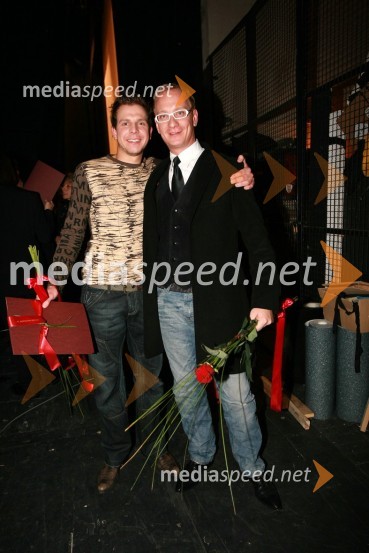 Aljaž Jovanović, dobitnik nagrade za mladega igralca v predstavi Ojdip v Korintu in Uroš Smolej, igralec in dobitnik nagrade za igro42. Borštnikovo srečanje 2007, podelitev Borštnikovovega prstana