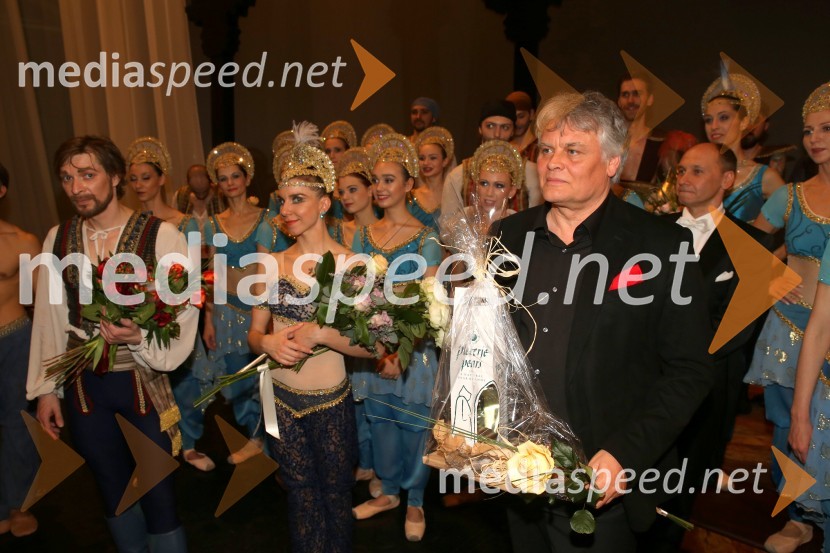  Anton Bogov, baletnik;  Tetiana Svetlična, baletna solistka;  Aivars Leimanis, koreografGusar, premiera baleta SNG Maribor