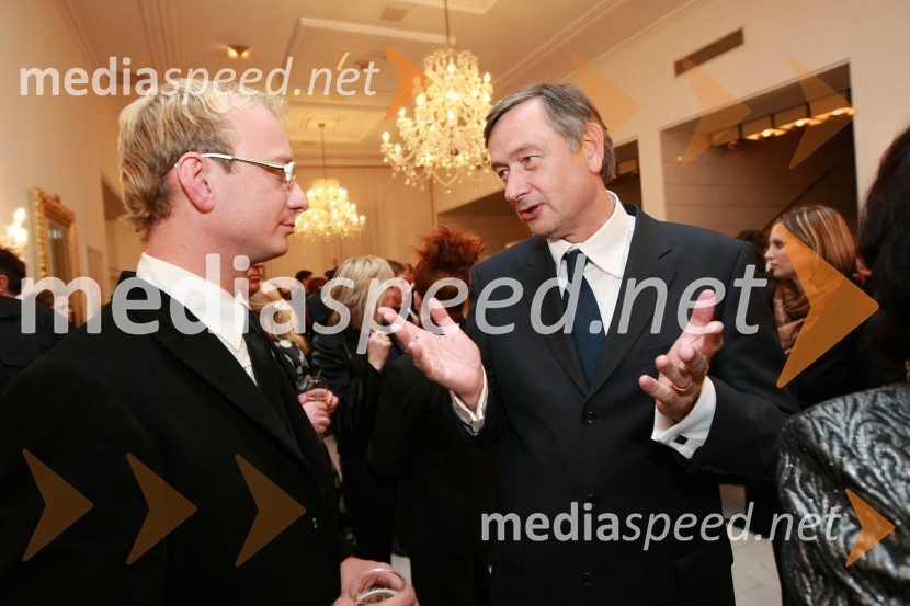 Uroš Smolej, igralec in dobitnik nagrade za igro in dr. Danilo Türk, kandidat za predsednika Republike Slovenije42. Borštnikovo srečanje 2007, podelitev Borštnikovovega prstana