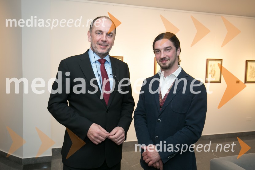  Gabrijel Škof, predsednik uprave Adriatica Slovenice (AS);  Arshak  Sarkissian, armenski slikar, kipar in grafikOdprtje razstave Sodobni človek - Contemporary man v AS Galeriji