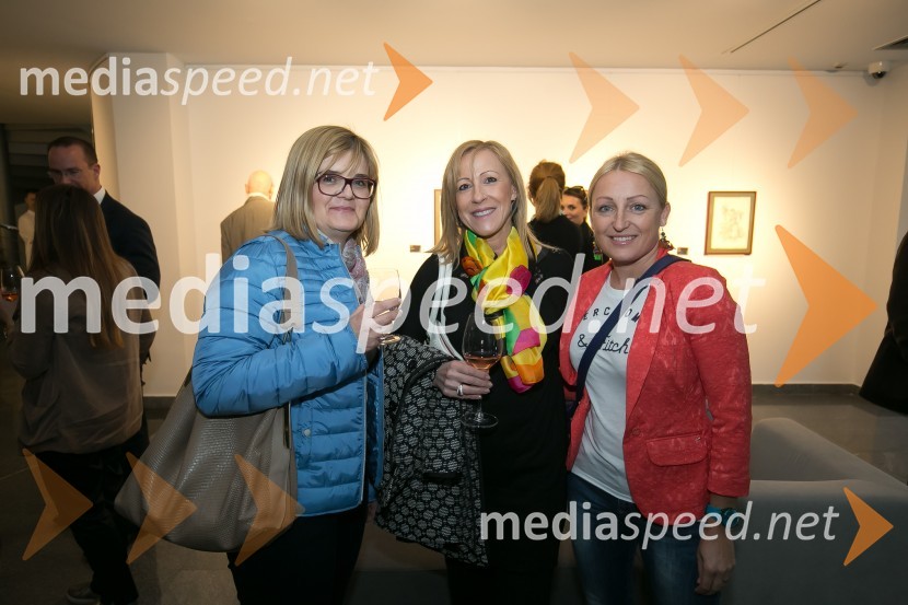  Vanda Zorc Rems, direktorica kontrolinga Adriatic Slovenica;  Karmen Škoda Piško,  izvršna direktorica trženja v Adriatic Slovenici; mag. Katarina Klemenc, grafična oblikovalka, Adriatic SlovenicaOdprtje razstave Sodobni človek - Contemporary man v AS Galeriji