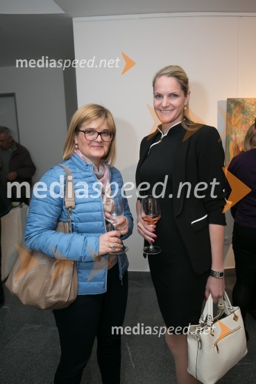  Vanda Zorc Rems, direktorica kontrolinga Adriatic Slovenica;  Tanja Blatnik, izvršna  direktorica izvajanja zavarovanj v Adriatic SloveniciOdprtje razstave Sodobni človek - Contemporary man v AS Galeriji