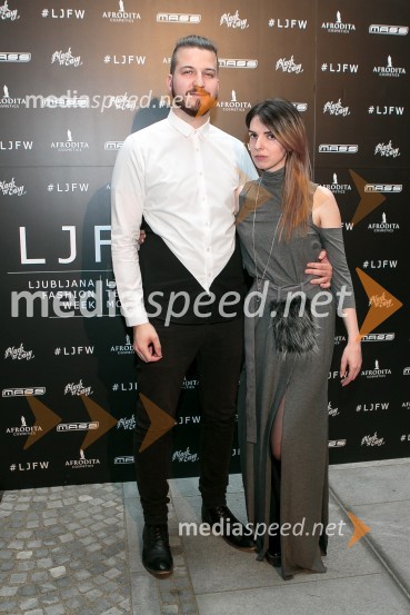  Anže Frantar, bloger;  Janja Videc, modna oblikovalkaLjubljana fashion week 2016, 1. dan, obiskovalci