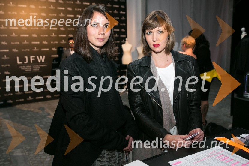  Petja Zorec, modna oblikovalka;  Teja Roglič, odnosi z javnostmi LJFWLjubljana fashion week 2016, 2. dan, obiskovalci
