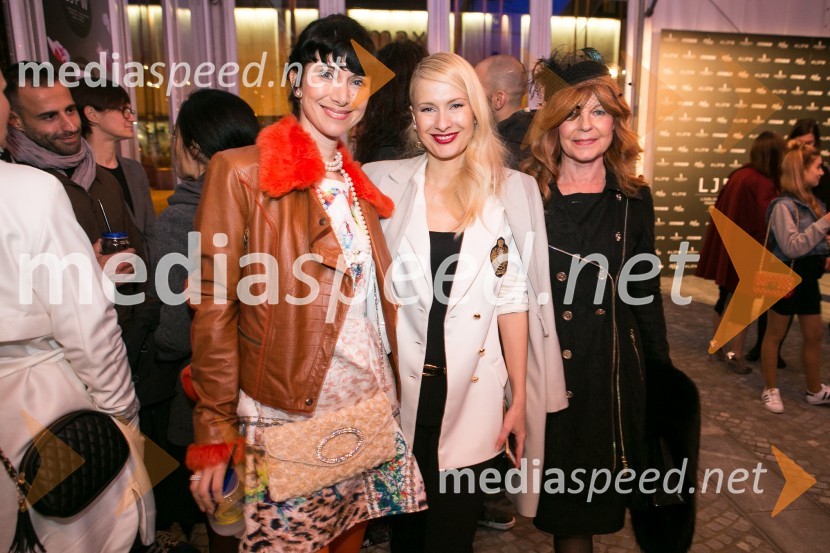 Dr. Jerca Legan Cvikl, antropologinja;  Maja Ferme, modna oblikovalka;  Darja Kuhar Kotnik, UO Društva za zdravje narodaLjubljana fashion week 2016, 2. dan, obiskovalci