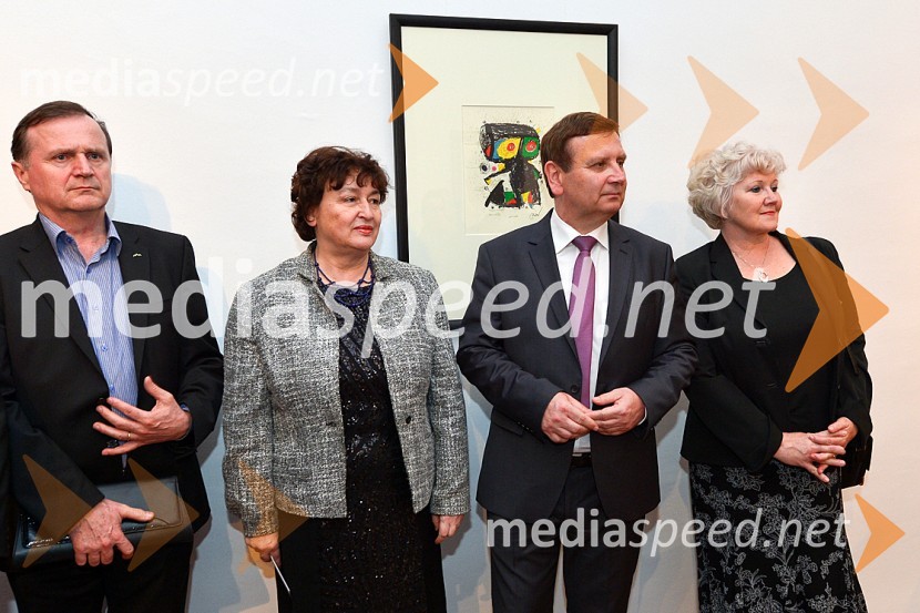  Ivan Bizjak; mag. Julijana Bizjak Mlakar, ministrica za kulturo; mag. Anton Balažek, župan občine Lendava;  Mirjana  BalažekJoan Miró, otvoritev razstave grafik