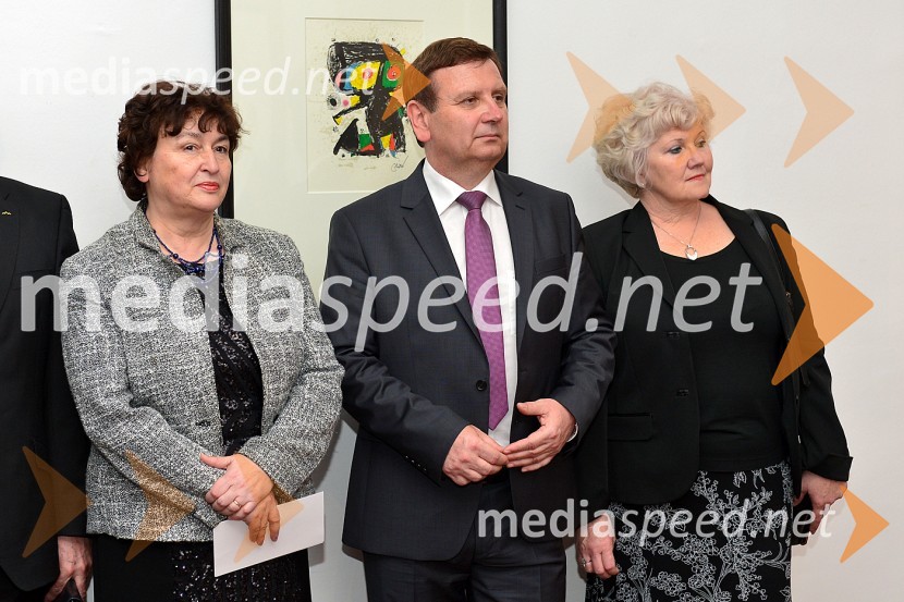 mag. Julijana Bizjak Mlakar, ministrica za kulturo; mag. Anton Balažek, župan občine Lendava;  Mirjana  BalažekJoan Miró, otvoritev razstave grafik