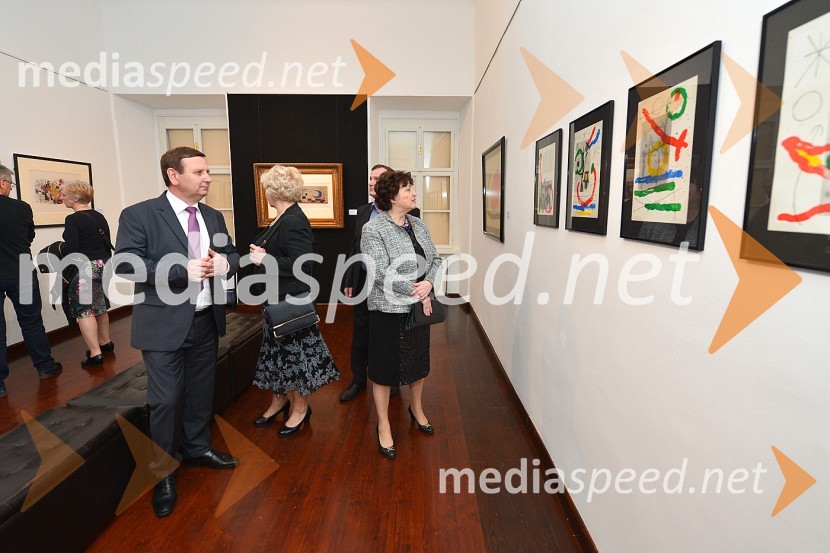 mag. Anton Balažek, župan občine Lendava; mag. Julijana Bizjak Mlakar, ministrica za kulturoJoan Miró, otvoritev razstave grafik
