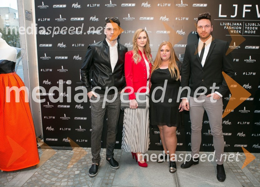  Toni Ogulin;  Barbara  Berglez;  Natalija Petkovič;  Robert Roškar, radijski voditeljLjubljana fashion week 2016, 3. dan, obiskovalci