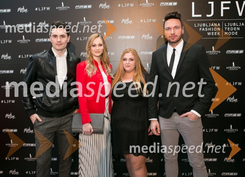  Toni Ogulin;  Barbara  Berglez;  Natalija Petkovič;  Robert Roškar, radijski voditeljLjubljana fashion week 2016, 3. dan, obiskovalci
