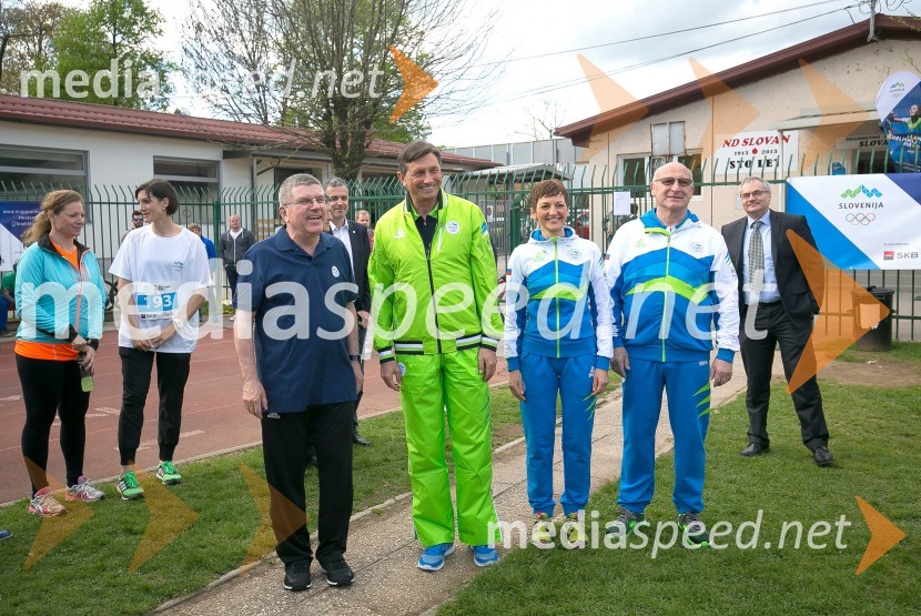  Thomas Bach, predsednik, Mednarodni olimpijski komite;  Borut Pahor, predsednik Republike Slovenije; prof. dr. Maja Makovec Brenčič, ministrica za izobraževanje, znanost in šport;  Bogdan Gabrovec, predsednik Olimpijskega komiteja Slovenije, predsednik Judo zveze SlovenijePredsednik MOK-a Thomas Bach na obisku v Sloveniji