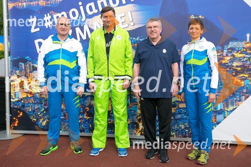  Bogdan Gabrovec, predsednik Olimpijskega komiteja Slovenije, predsednik Judo zveze Slovenije;  Borut Pahor, predsednik Republike Slovenije;  Thomas Bach, predsednik, Mednarodni olimpijski komite; prof. dr. Maja Makovec Brenčič, ministrica za izobraževanje, znanost in športPredsednik MOK-a Thomas Bach na obisku v Sloveniji