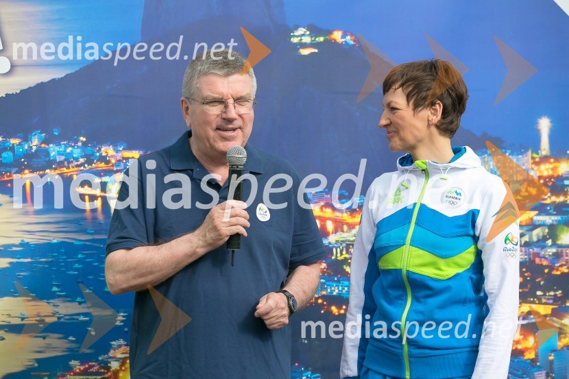  Thomas Bach, predsednik, Mednarodni olimpijski komite; prof. dr. Maja Makovec Brenčič, ministrica za izobraževanje, znanost in športPredsednik MOK-a Thomas Bach na obisku v Sloveniji